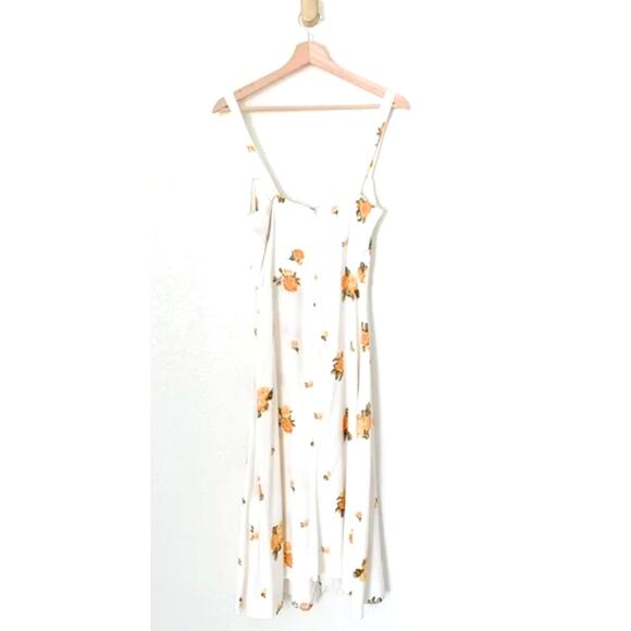 Reformation 6 Frankfort Button Front Floral Dress Tie Front Silky Yellow White - Picture 11 of 11